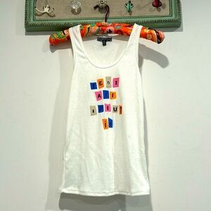 Dolls kill ransom note read all about it ribbed tank top women’s small white